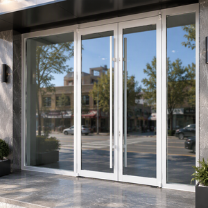 Windproof Exterior Thermal Break Double Front Aluminum Spring Door French Hinged Glass Aluminum Alloy Windproof Modern Door