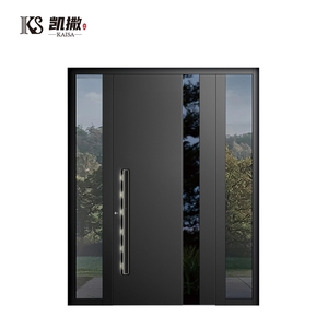 Modern Contemporary Security Casement Door Finished Aluminium Front Entry Soundproof Features