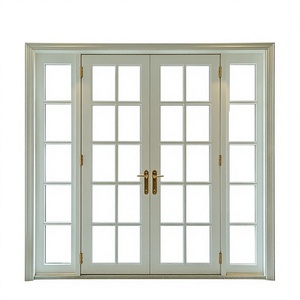 Sunnysky High Quality Patio Double Tempered Glazed Swing Glass Doors Aluminum Glass French Door For Exterior Entry Doors