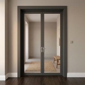 Luxury Custom Aluminum Double Door with Decorative Grid Glass for High End Residential Villa Main Entrance Design