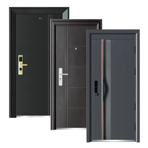 American Modern Style Main Security Door External Black Metal Steel Entry Front Doors Exterior Black Door For House Villa