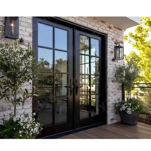 XIYATECH Waterproof Hurricane Impact Thermal Break Front Double Glass Aluminum French Door Hinged Exterior Casement Door