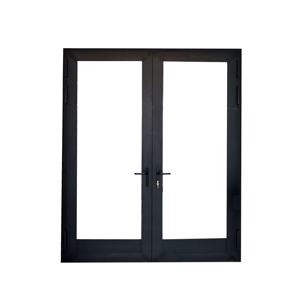 Heavy-duty exterior aluminum French doors and hinged frame system