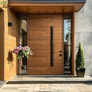 Mid Century Solid Mahogany Wood Matte Finish Front Pivot Door
