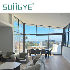 SUNGYE Residential Australian Seaside Villa Project Black Aluminum Panoramic Sliding Door Windproof Double Glass Entrance Door