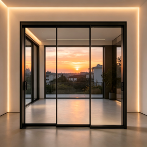 Deioux Energy Efficient Aluminum Alloy Sliding Entrance Door with Low E Glass for Office and Shop Use OEM ODM Customized
