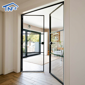 Residential Main Front Entry Aluminum Alloy Double Tempered Glass Door