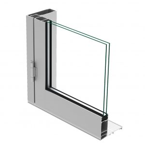Technical section profile drawing of aluminum French door