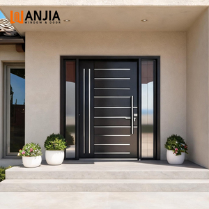 WANJIA Modern Design Entry Aluminum Security Door Energy Efficient Thermal Break Exterior Front Door Finished Surface