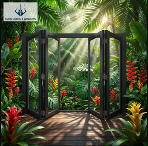 Customized Large Size Soundproof Impact Resistant High Performance Hurricane Proof Modern Thermal Break Aluminum Folding Door