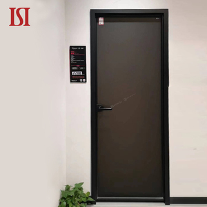 Top Brand Modern Simple Aluminum Swing Door Black Alloy Minimalist