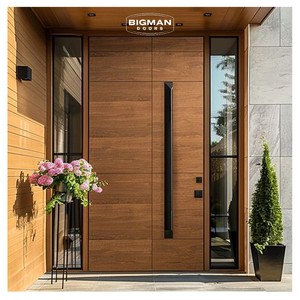Solid Walnut Front Entry Door With Double Sidelight