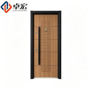 Steel Security Door Minimalist Vertical Grid Decorative Entrance Door