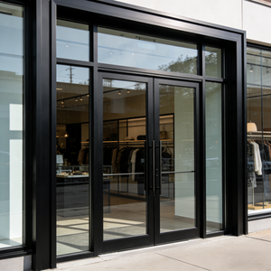 XIYATECH Modern Commercial Storefront Custom Double Outdoor Glass Aluminum Shop Front Exterior Glass Entrance Commercial Doors